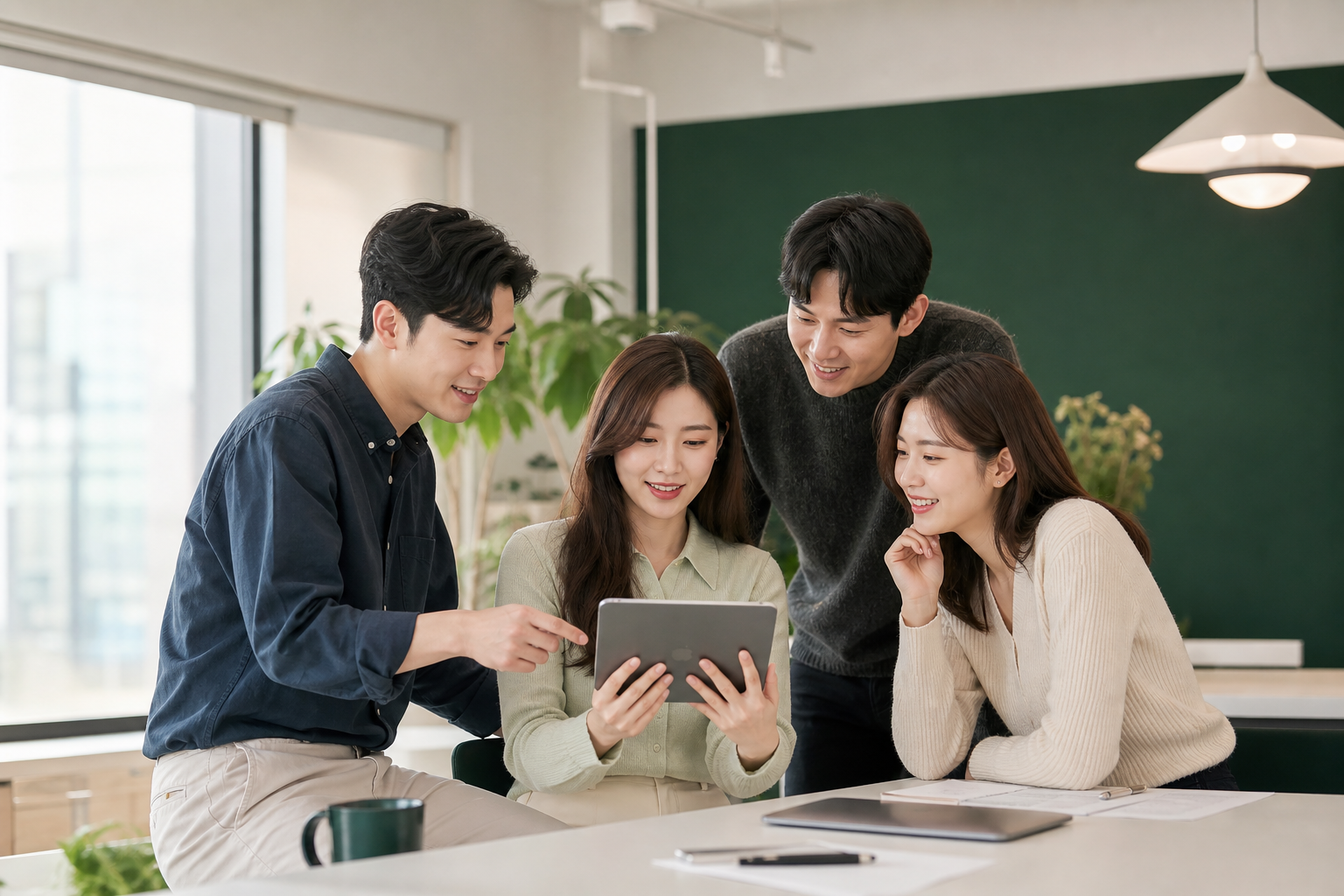 설문 결과를 함께 살펴보는 조사팀